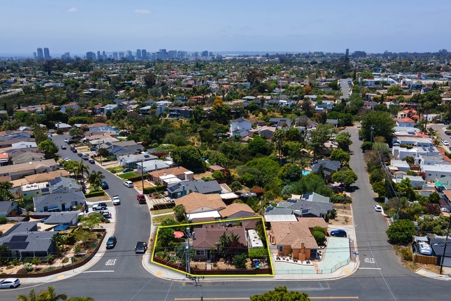 2632 Boundary St - Drone View of the Property and San Diego City