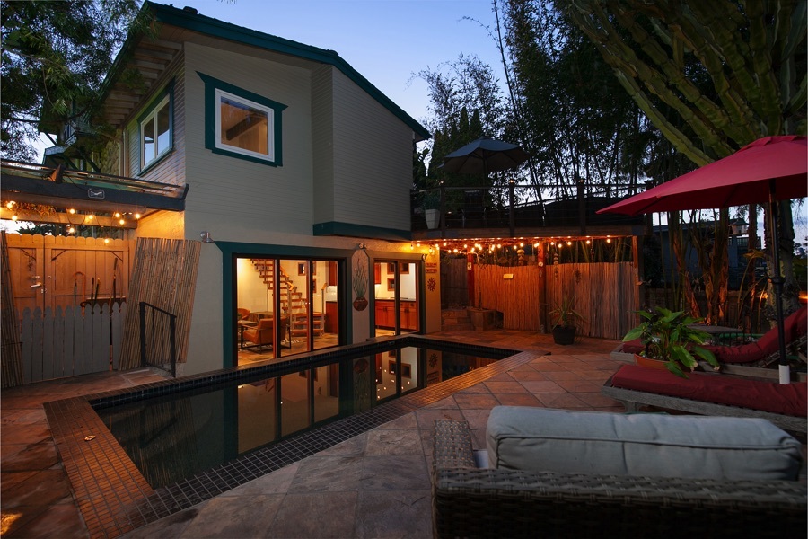 2619 Montclair St - Backyard Area at Night with Pool