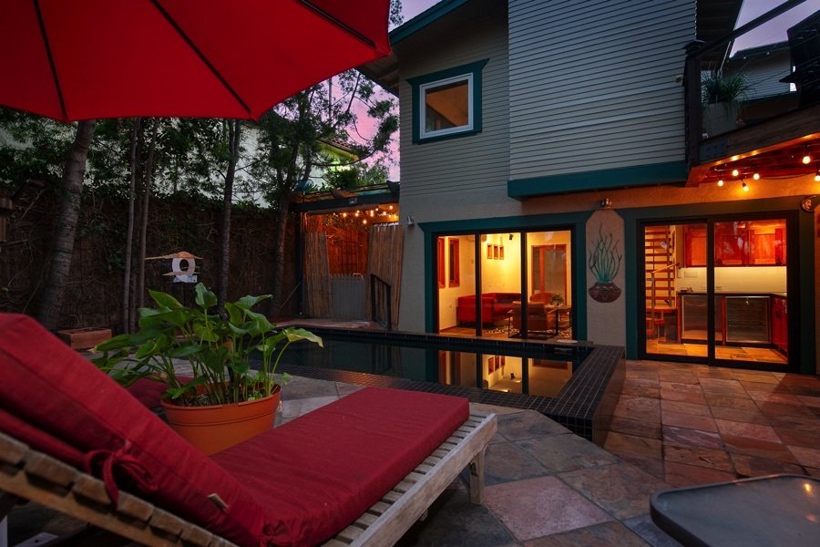 2619 Montclair St - Backyard at Night with Pool