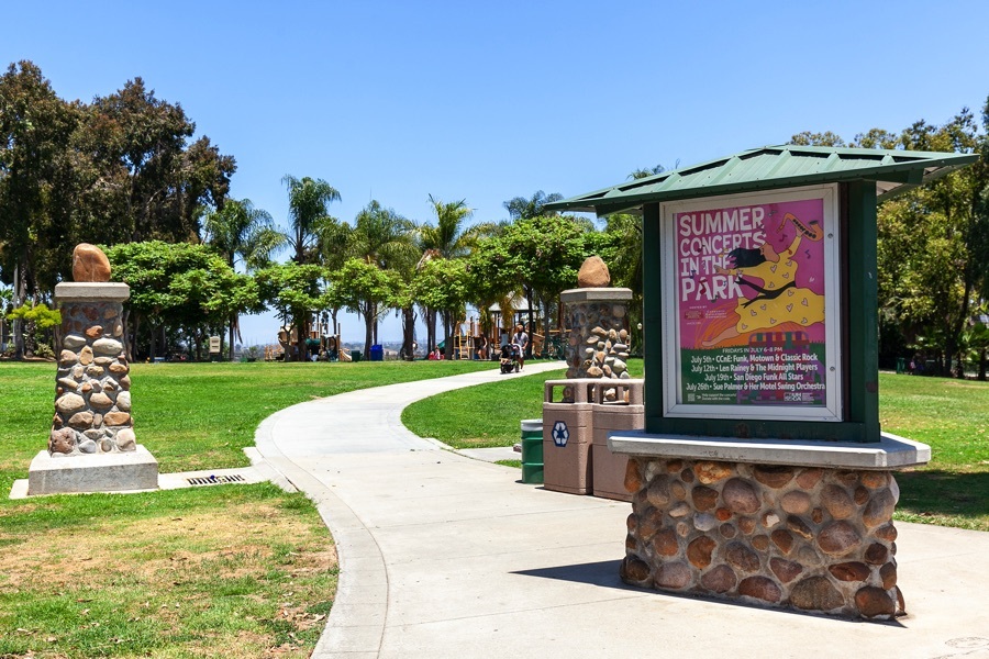 Entrance to Old Trolley Barn Park on Adams Avenue in University Heights San Diego neighborhood